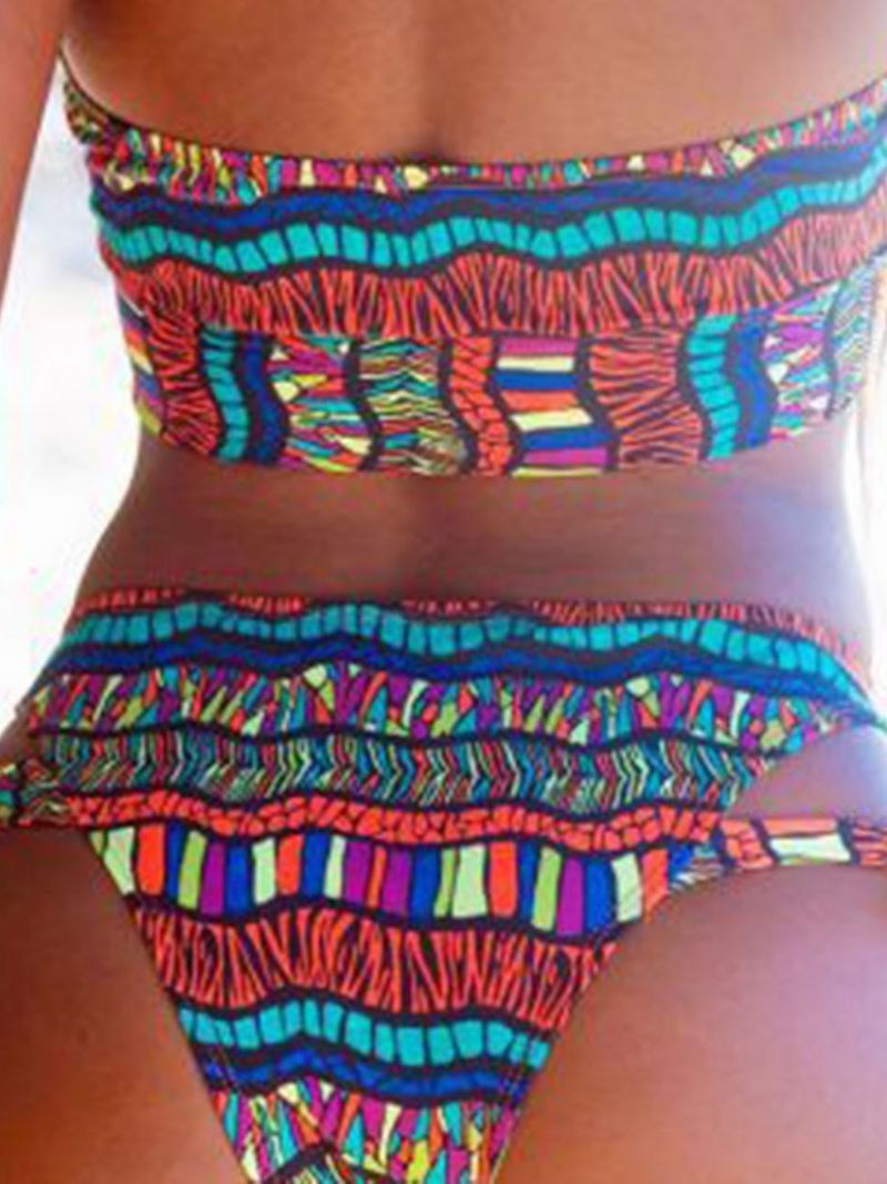 Color Block Hollow Bikini Set Sexy Swimsuit