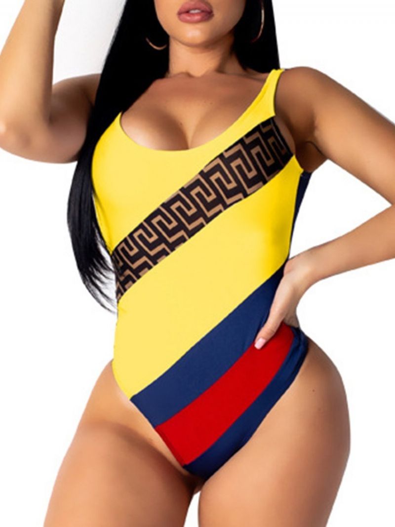 Color Block One Piece Beach Look Uimapuvut