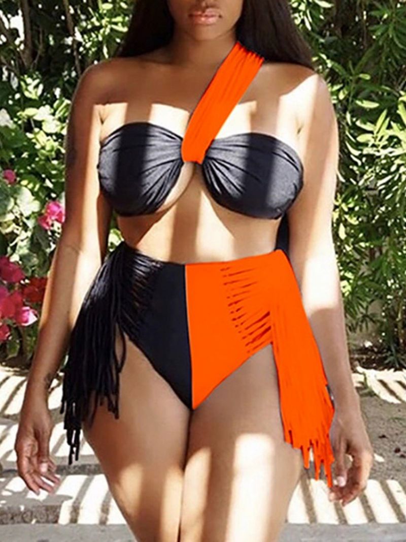 Color Block Western Tankini Setti Naisten Uimapuvut