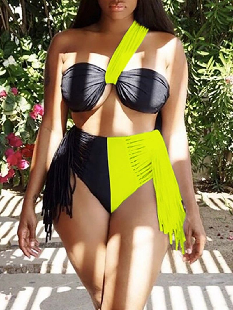 Color Block Western Tankini Setti Naisten Uimapuvut