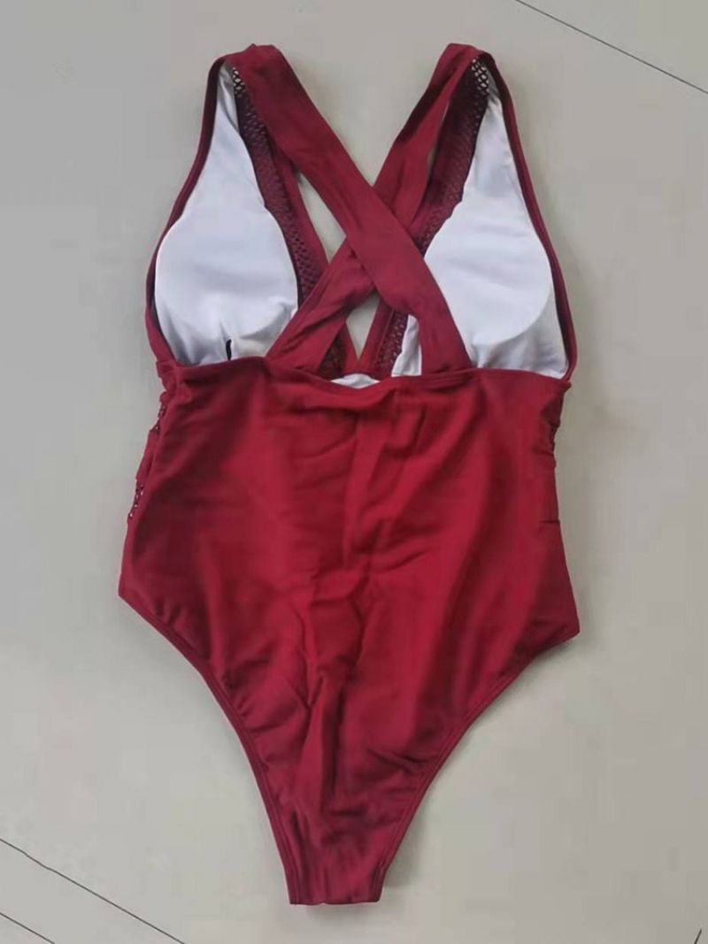 One Piece Plain Hollow Swimwear