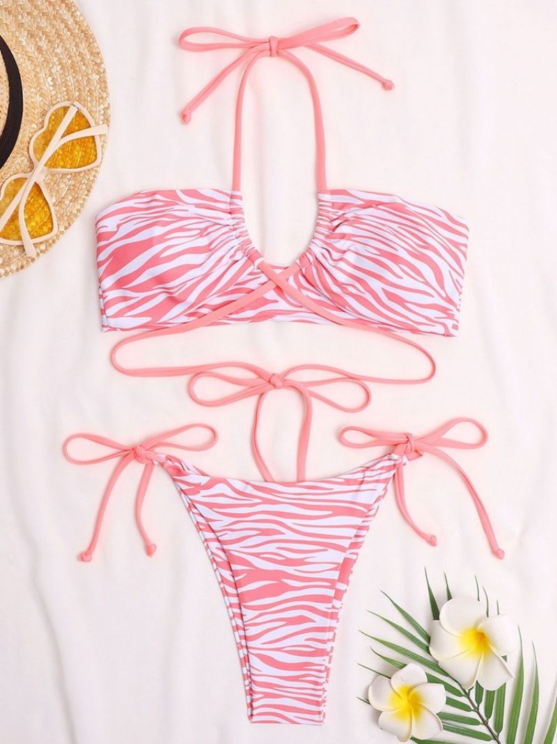 Sexy Lace-Up Zebra Stripe Uimapuvut Bikinit