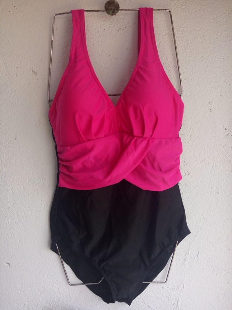 Tyylikäs Color Block Laskostettu Monokini