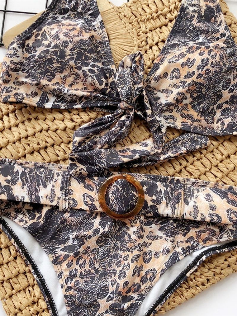 Värillinen Leopard Print Bikinisetti Uimahousut