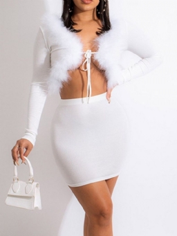 Hame Sexy Feather Bodycon Kaksiosaiset Setit