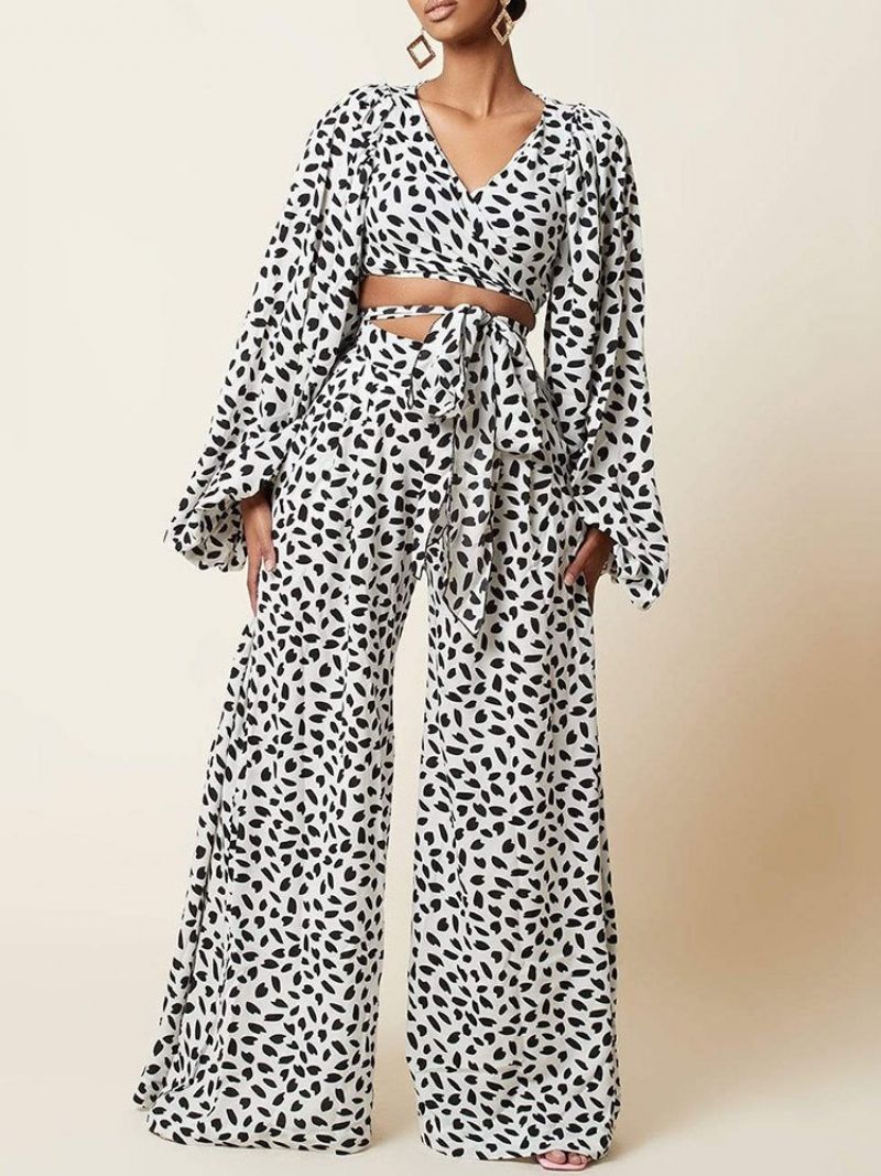 Leopard Western Pants Leveät Lahkeet Kaksiosaiset Setit