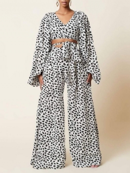 Leopard Western Pants Leveät Lahkeet Kaksiosaiset Setit