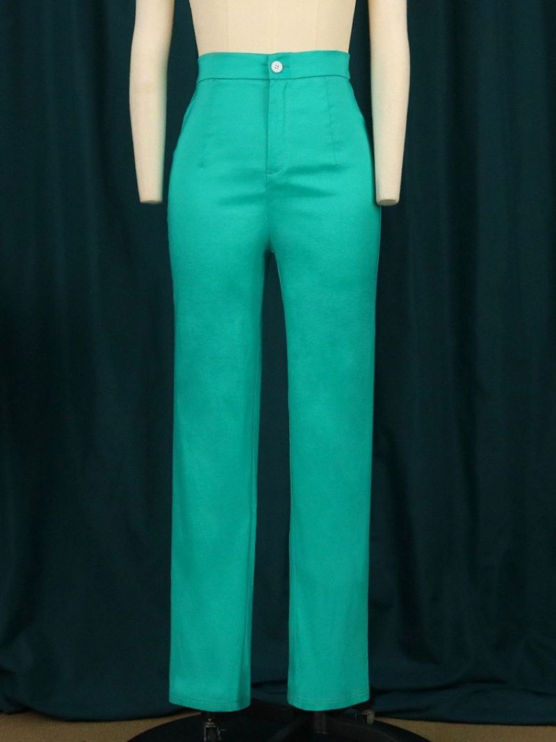 Muoti Color Block Pants Suorat V-Kaula Kaksiosaiset Setit