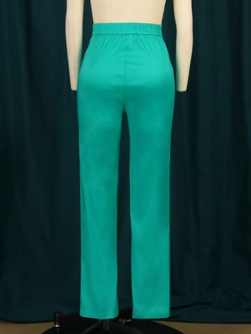 Muoti Color Block Pants Suorat V-Kaula Kaksiosaiset Setit