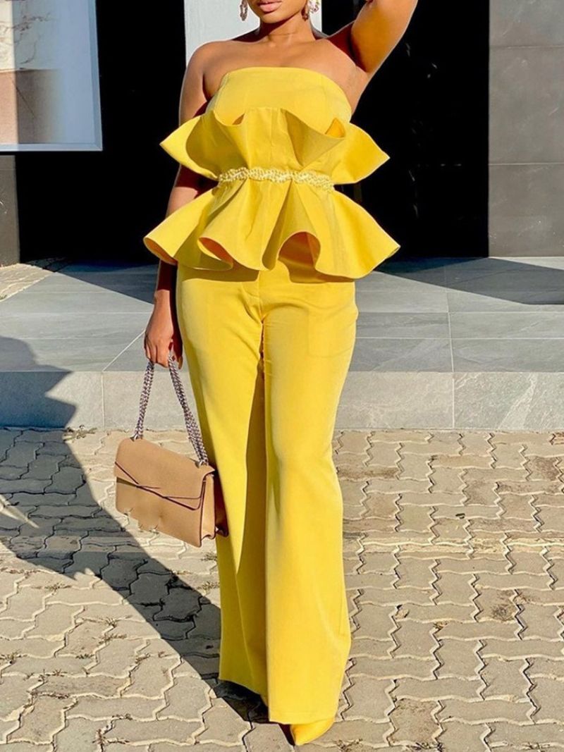 Muoti Falbala Plain Off Shoulder Kaksiosaiset Setit