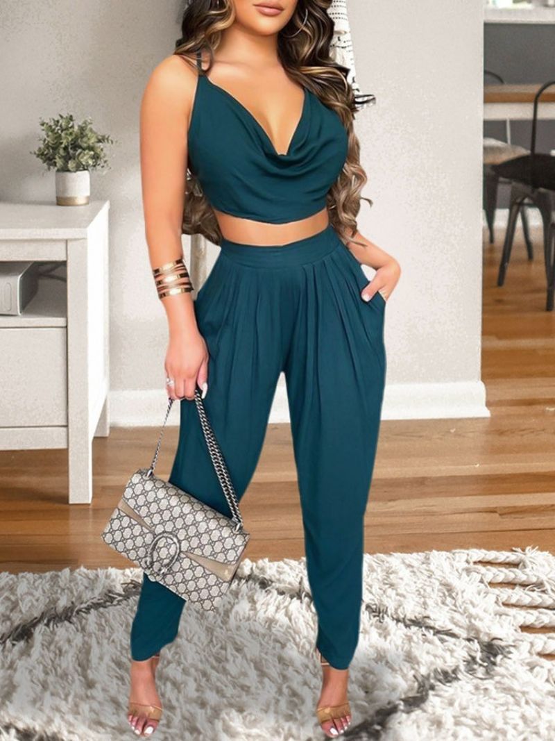 Muoti Vest Backless Pencil Pants Two Piece Setit Naisten Housut