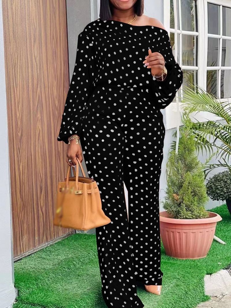 Muotihousut Polka Dots Pullover Straight Kaksiosaiset Setit