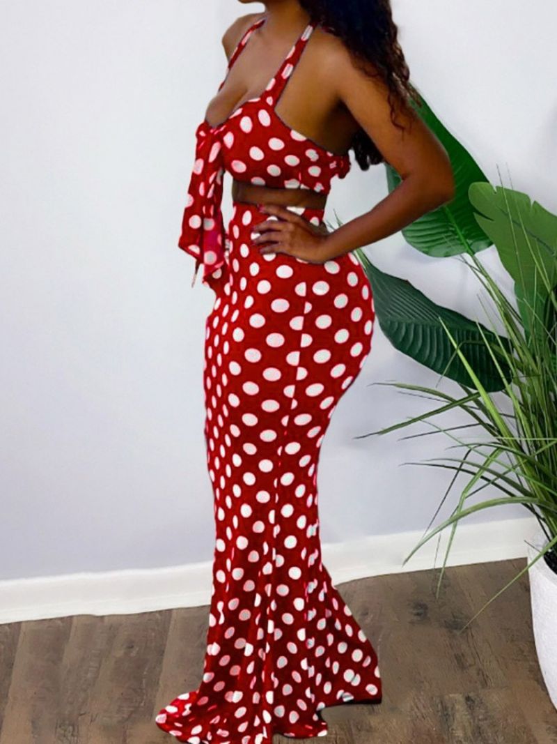 Polka Dots Sexy Patchwork Bodycon Naisten Kaksiosaiset Setit