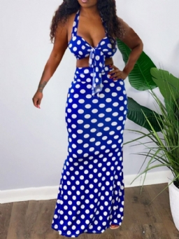 Polka Dots Sexy Patchwork Bodycon Naisten Kaksiosaiset Setit