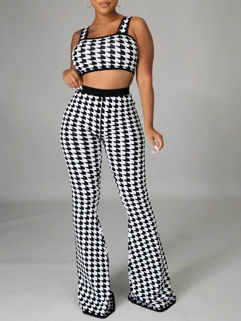 Sexy Pants Print Bellbottoms Vetoketjullinen Naisten Kaksiosaiset Setit