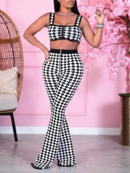 Sexy Pants Print Bellbottoms Vetoketjullinen Naisten Kaksiosaiset Setit