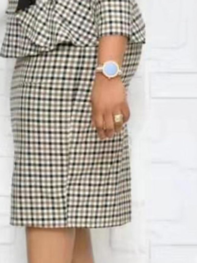 Suuri koko Plaid Casual Bodycon Kaksiosaiset Setit