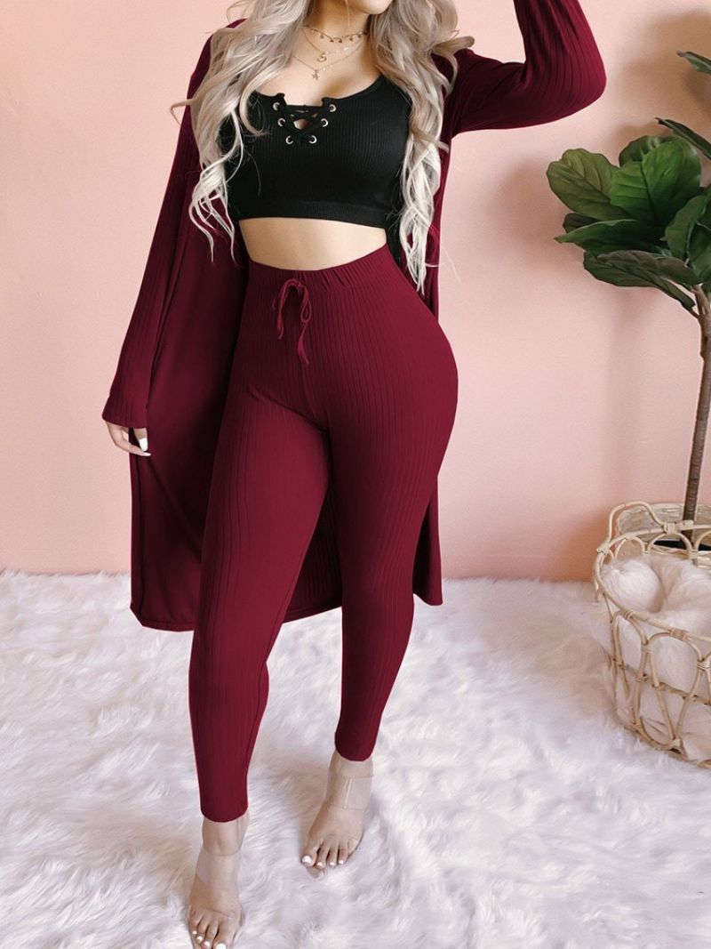 Sweet Ankle Length Pants Plain Wrapped Pencil Pants Kaksiosaiset Setit