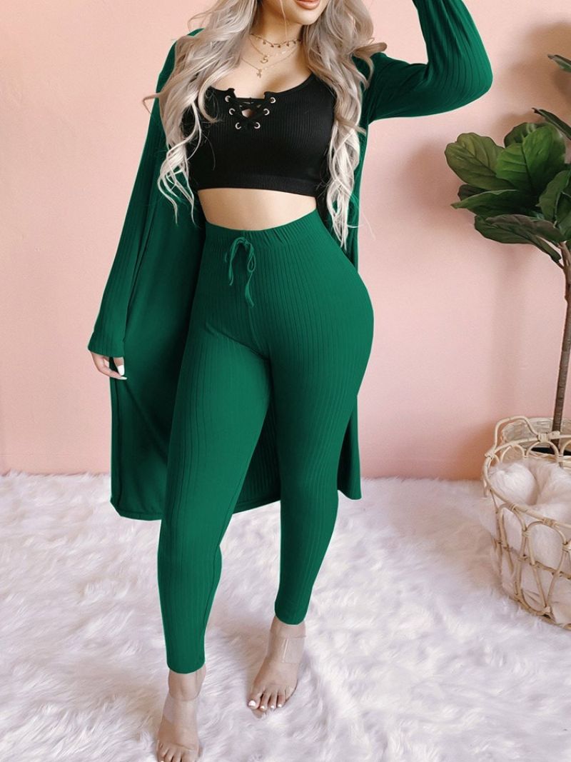 Sweet Ankle Length Pants Plain Wrapped Pencil Pants Kaksiosaiset Setit