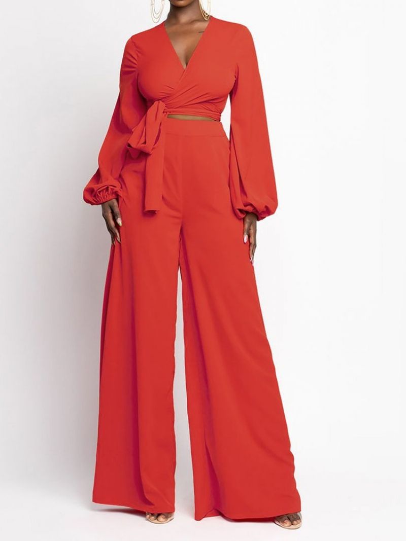 Tulosta Western Jumpsuit Turtleneck Leveät Jalat Naisten Kaksiosaiset Setit