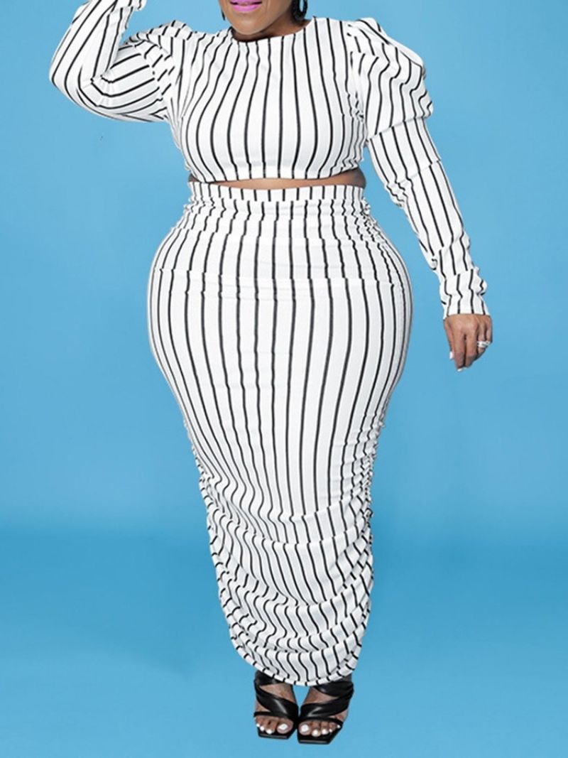 Western Stripe Girt Pullover Bodycon Kaksiosaiset Setit