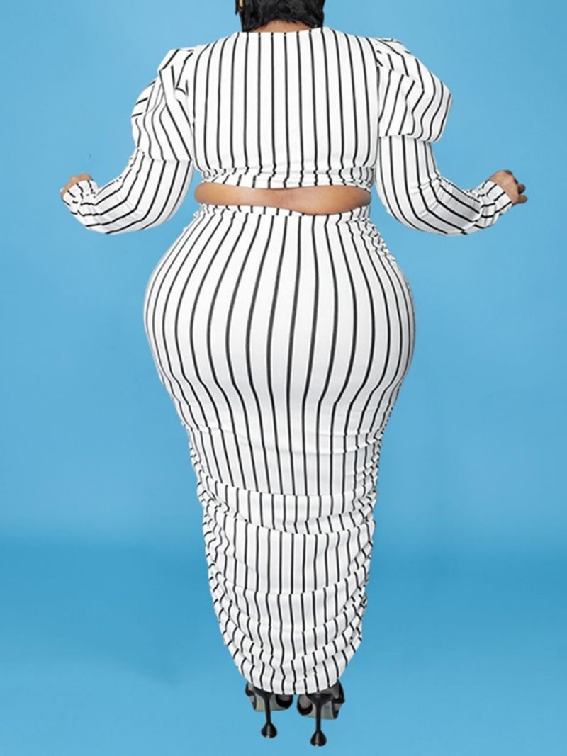 Western Stripe Girt Pullover Bodycon Kaksiosaiset Setit