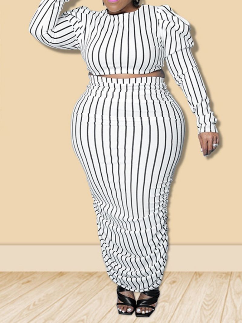 Western Stripe Girt Pullover Bodycon Kaksiosaiset Setit