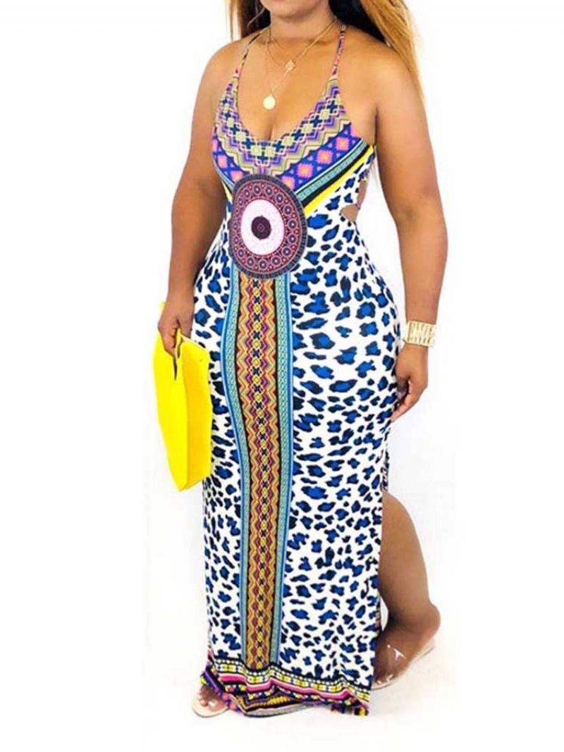 Afrikkalainen Muoti Lattiapituinen Hihaton Bodycon Geometrinen Mekko