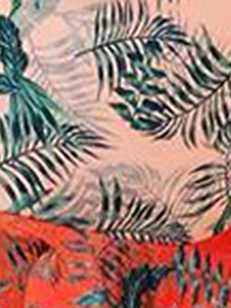 Cap Sleeve Plant V-Kaula Print Röyhelöt Mekko