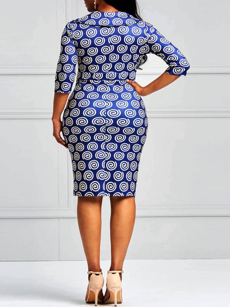 Geometric Print Bodycon Polvipituinen Naisten Mekko