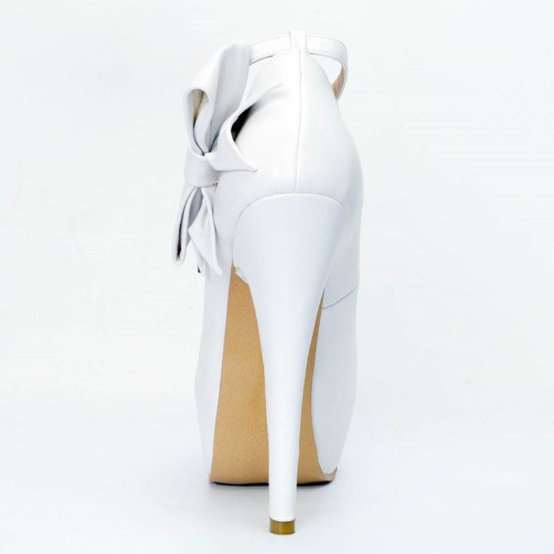 Peep Toe Plain Stiletto Pumput Bowknotilla