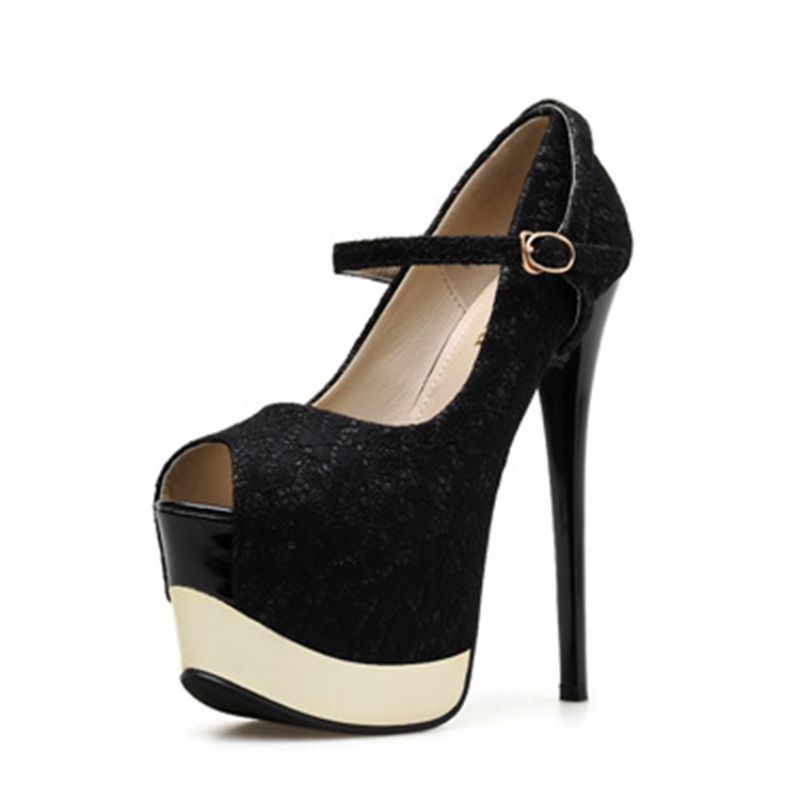 Platform Stiletto Heel Peep Toe Buckle Naisten Tanssikengät