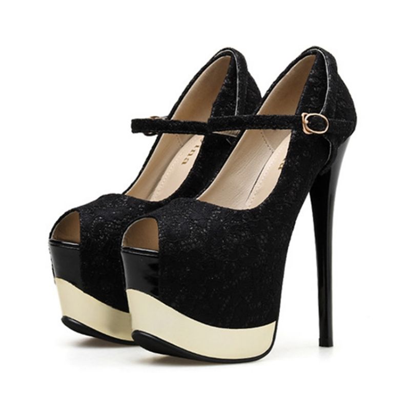 Platform Stiletto Heel Peep Toe Buckle Naisten Tanssikengät