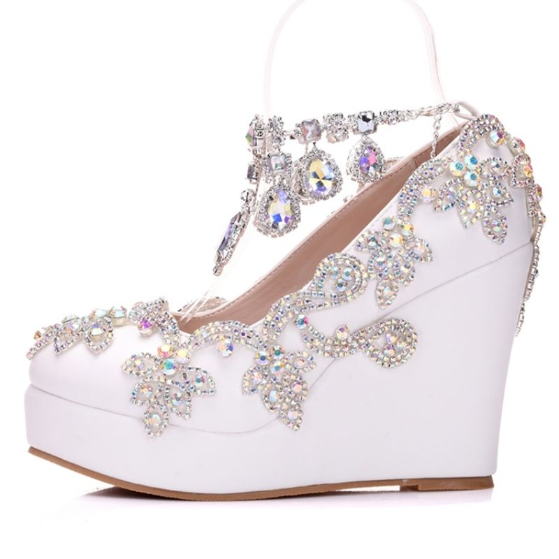 Rhinestone Chain Platform Wedge Heel Prom Kengät