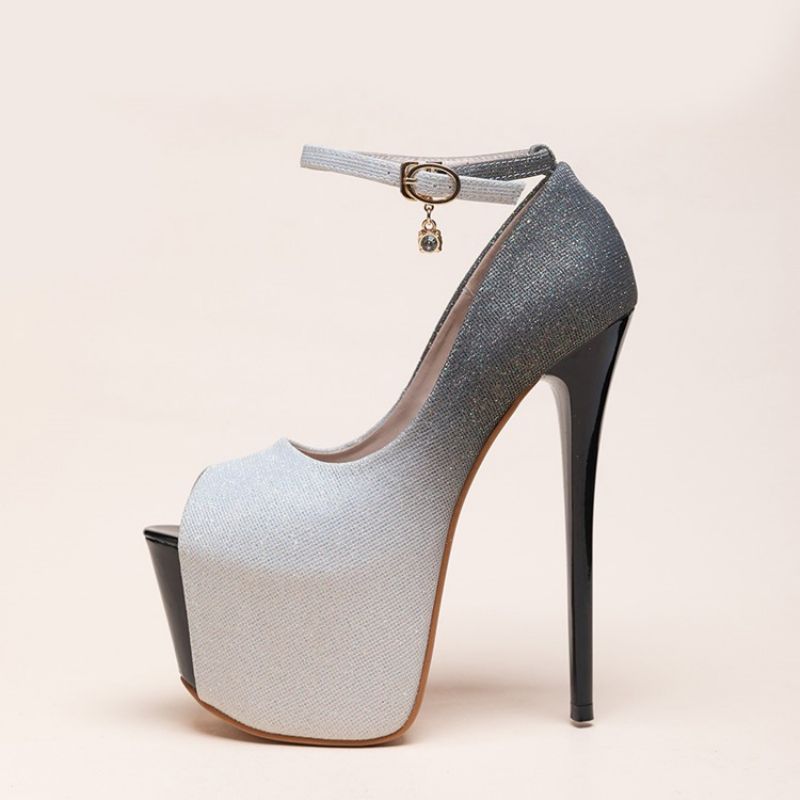 Sequin Stiletto Heel Buckle Gradient Thin Kengät