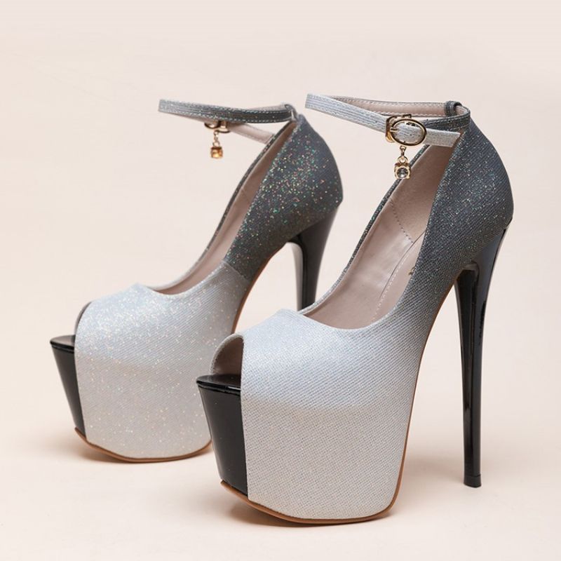 Sequin Stiletto Heel Buckle Gradient Thin Kengät