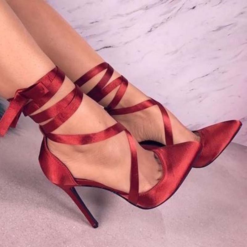 Stiletto Heel Teräväkärkinen Cross Strap Naisten Tanssikengät