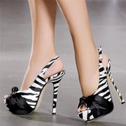 Zebra Patchwork Peep Toe Stiletto Sandaalit