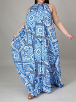 Lattiapituinen Hihaton Patchwork Western Maxi Mekko Plus Kokoa