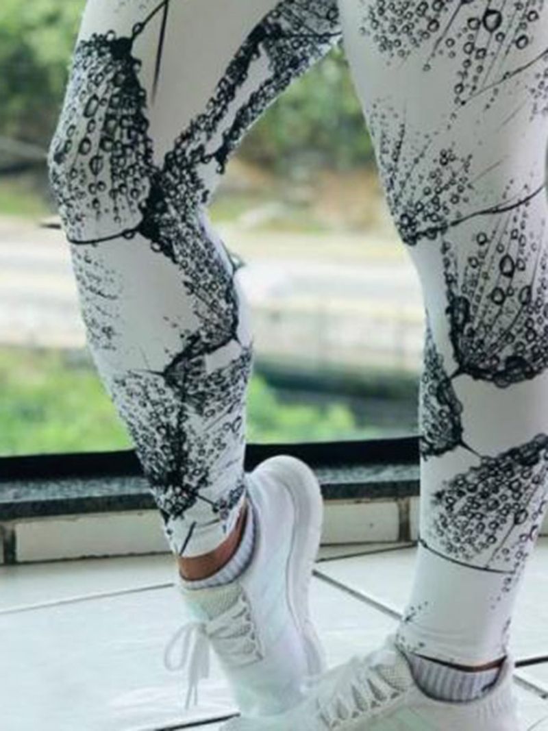 Naisten Print Color Block Hengittävät Täyspitkät Leggingsit Joogahousut Korkeavyötäröiset Tiktok Leggingsit