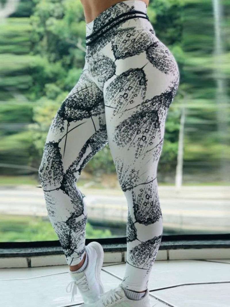 Naisten Print Color Block Hengittävät Täyspitkät Leggingsit Joogahousut Korkeavyötäröiset Tiktok Leggingsit