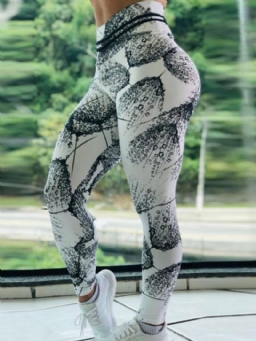 Naisten Print Color Block Hengittävät Täyspitkät Leggingsit Joogahousut Korkeavyötäröiset Tiktok Leggingsit