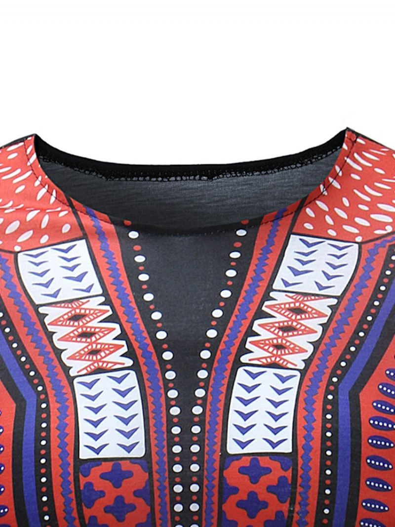 African Muoti Dashiki Print Slim Fit Miesten Scoop T-Paita