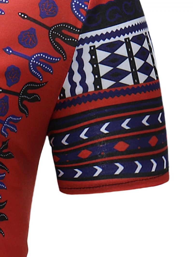 African Muoti Dashiki Print Slim Fit Miesten Scoop T-Paita