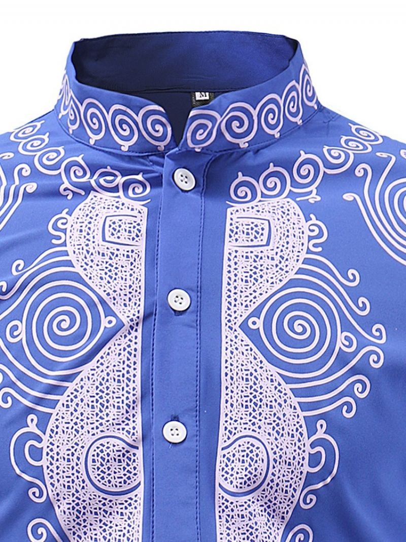 African Muoti Dashiki Stand Collar Miesten Vapaa-Ajan T-Paidat