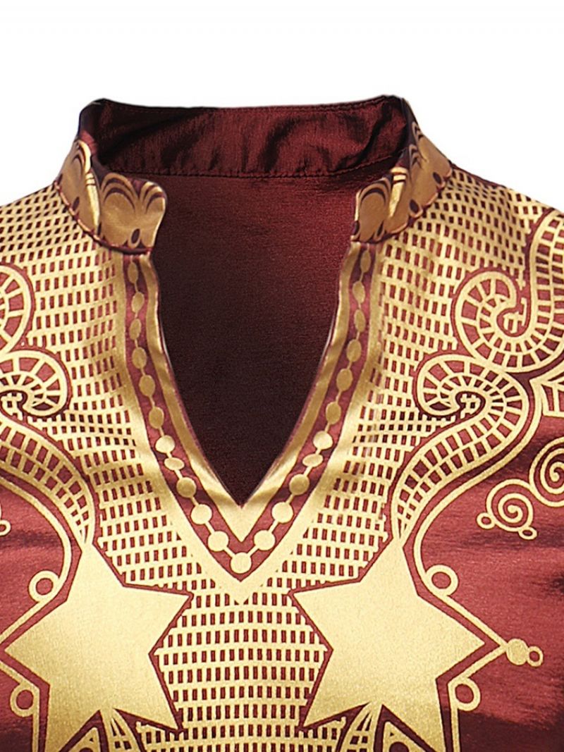 Afrikkalainen Muoti Dashiki Golden Print Miesten Vapaa-Ajan T-Paidat