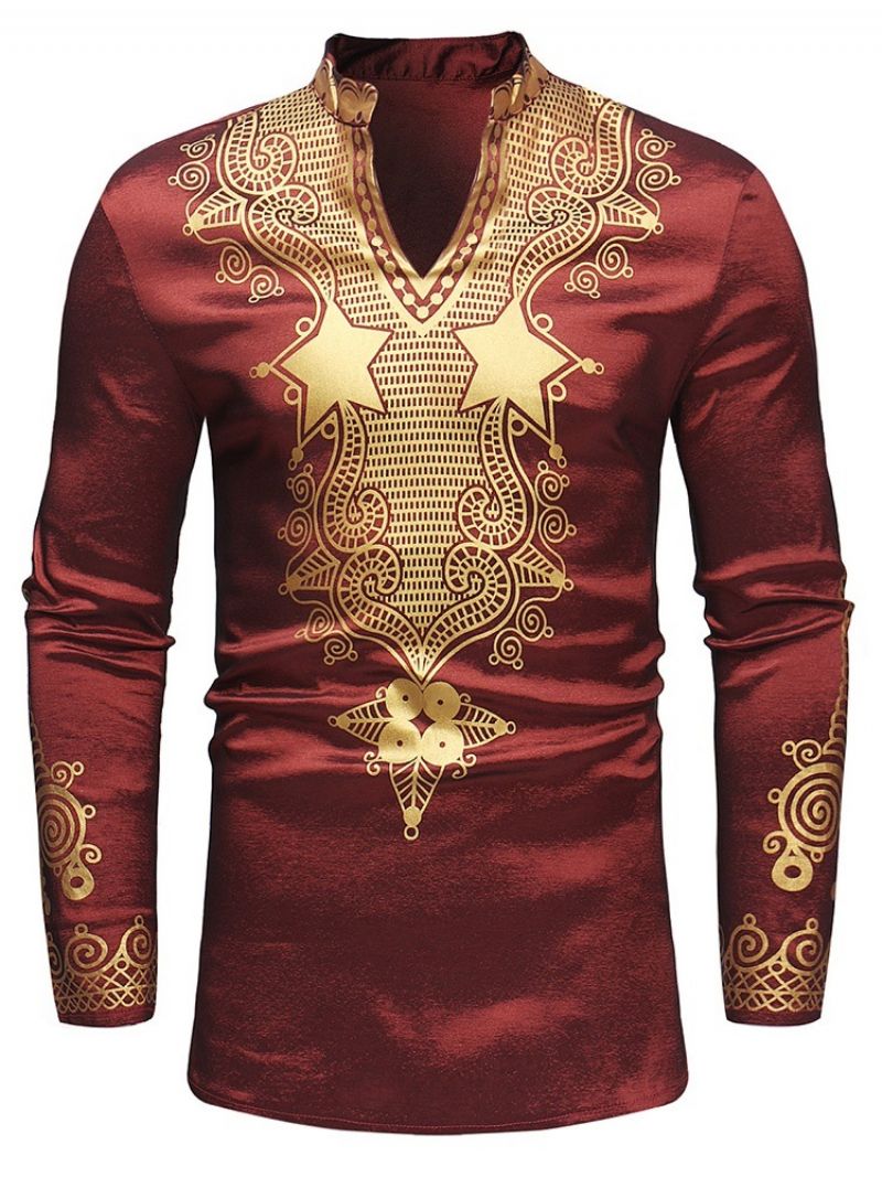 Afrikkalainen Muoti Dashiki Golden Print Miesten Vapaa-Ajan T-Paidat