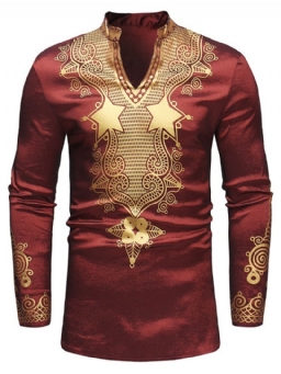 Afrikkalainen Muoti Dashiki Golden Print Miesten Vapaa-Ajan T-Paidat