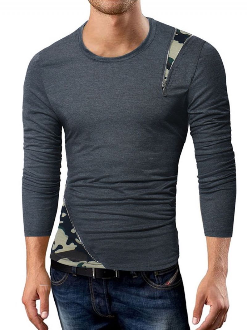 Camouflage Casual Patchwork Slim Pitkähihainen T-Paita