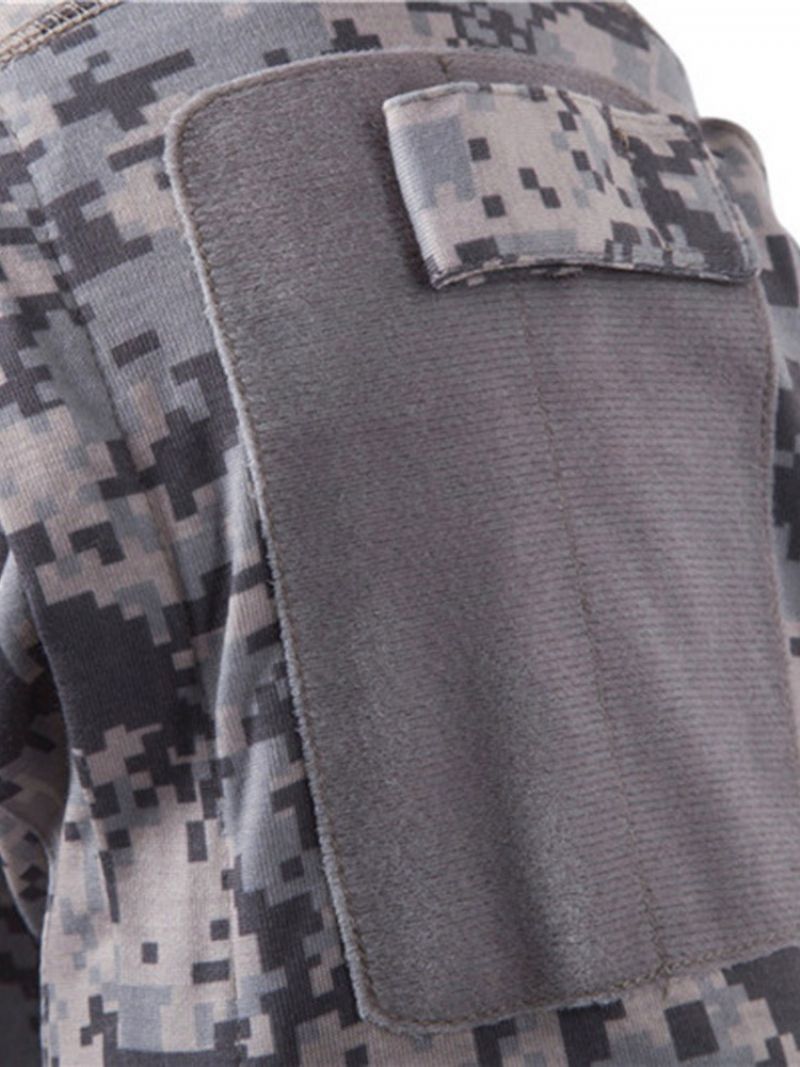 Camouflage Casual Stand Collar Miesten Ohut Pitkähihainen T-Paita